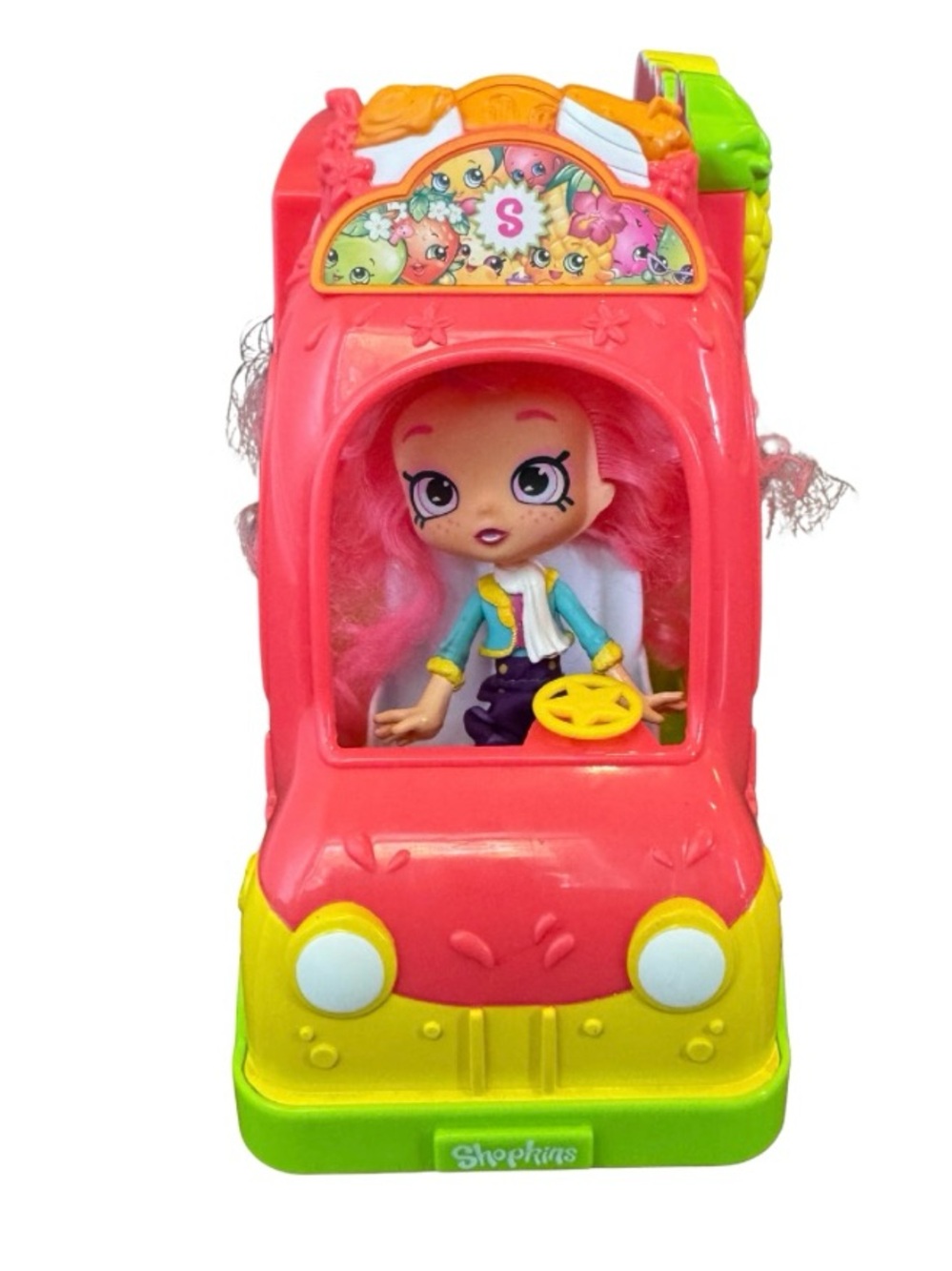Shopkins Pink Hair Doll with Pink and Yellow Play Van - Picture 10 of 11